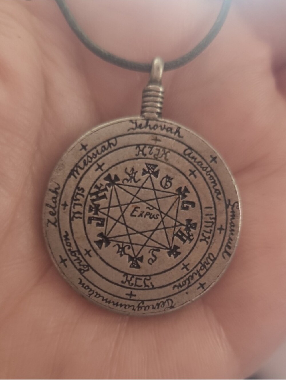 Pentacle of Solomon Amulet - King Solomon Necklace Pewter PendantDouble-sided